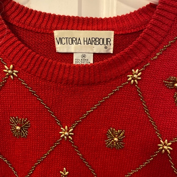 Victoria Harbour Sweaters Victoria Harbour Red Sweater Womens Gold